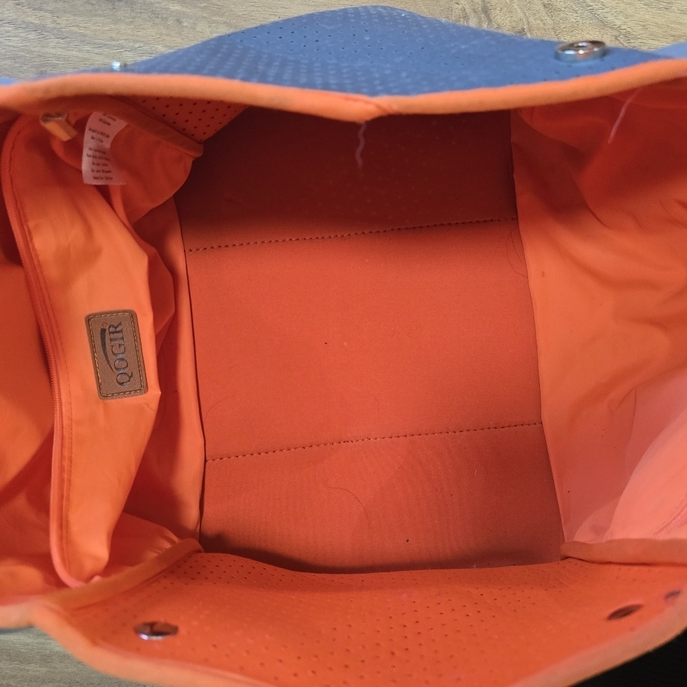 QOGIR Neoprene Tote Bag Gray Orange Drawstring - Picture 3 of 3